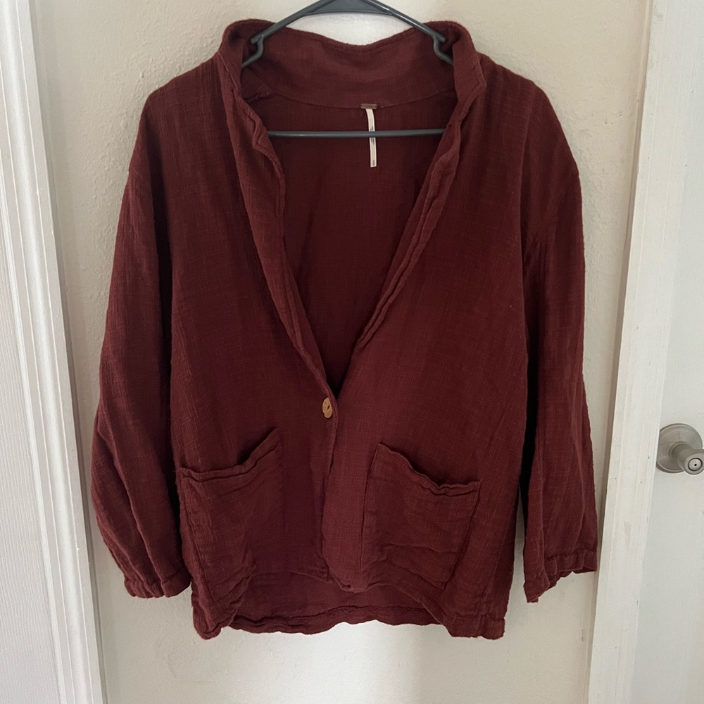 Free People Burgundy Cardigan